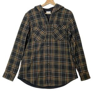 Columbia Flare Gun Stretch‎ Flannel Hoodie Shacket Men's L Wool Outdoor Gorpcore